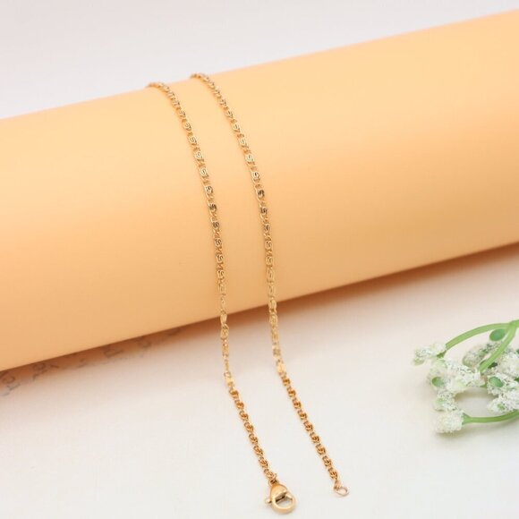 Elegant Rose Gold Plated Chain Necklace with Classic Pattern, XPNL0391 - Picture 9 of 11